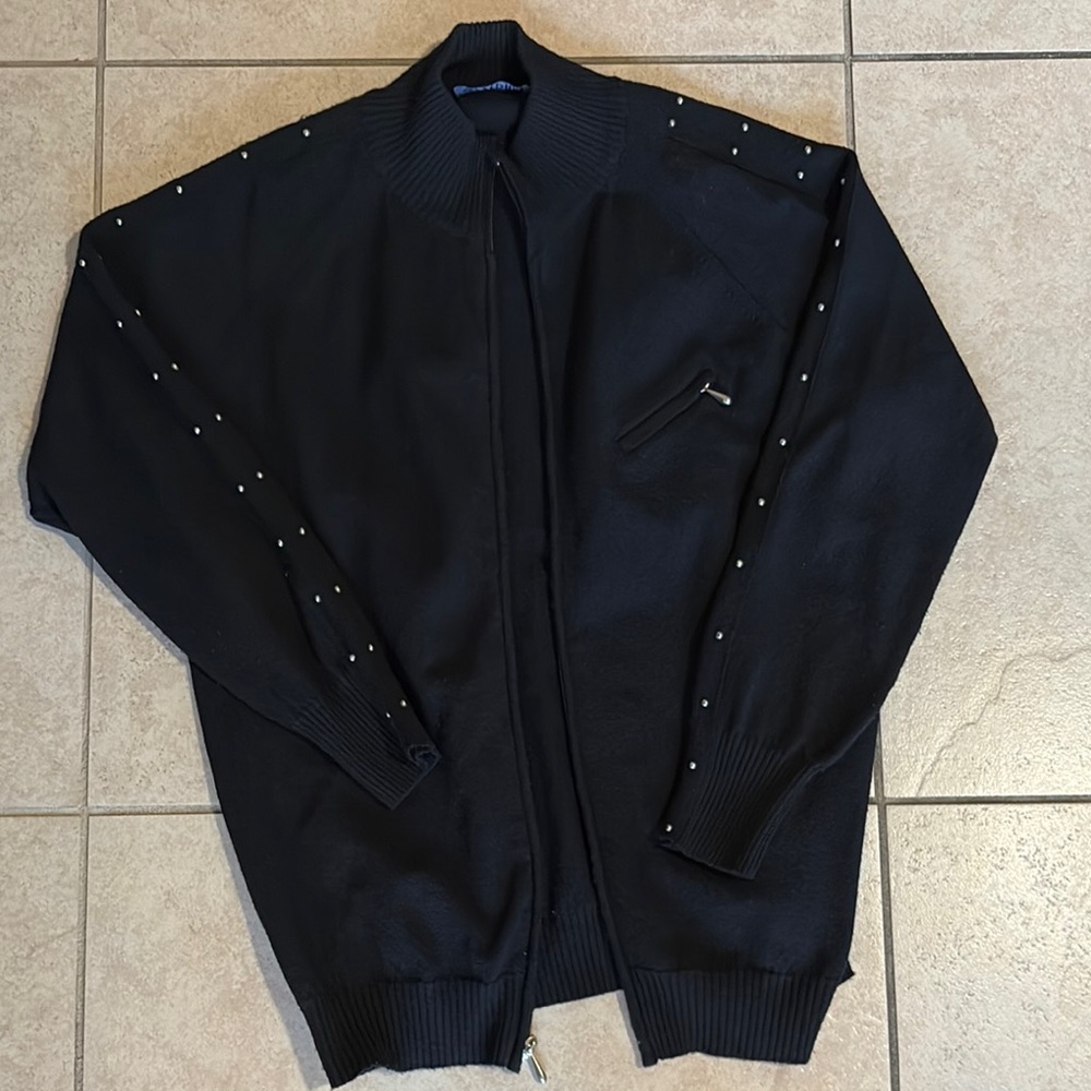 Black Cardigan with Studded Sleeves